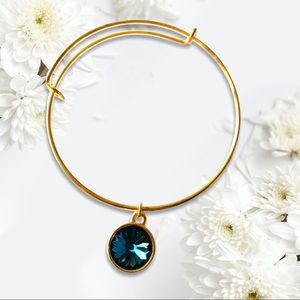 Blue Swarovski crystal bangle bracelet